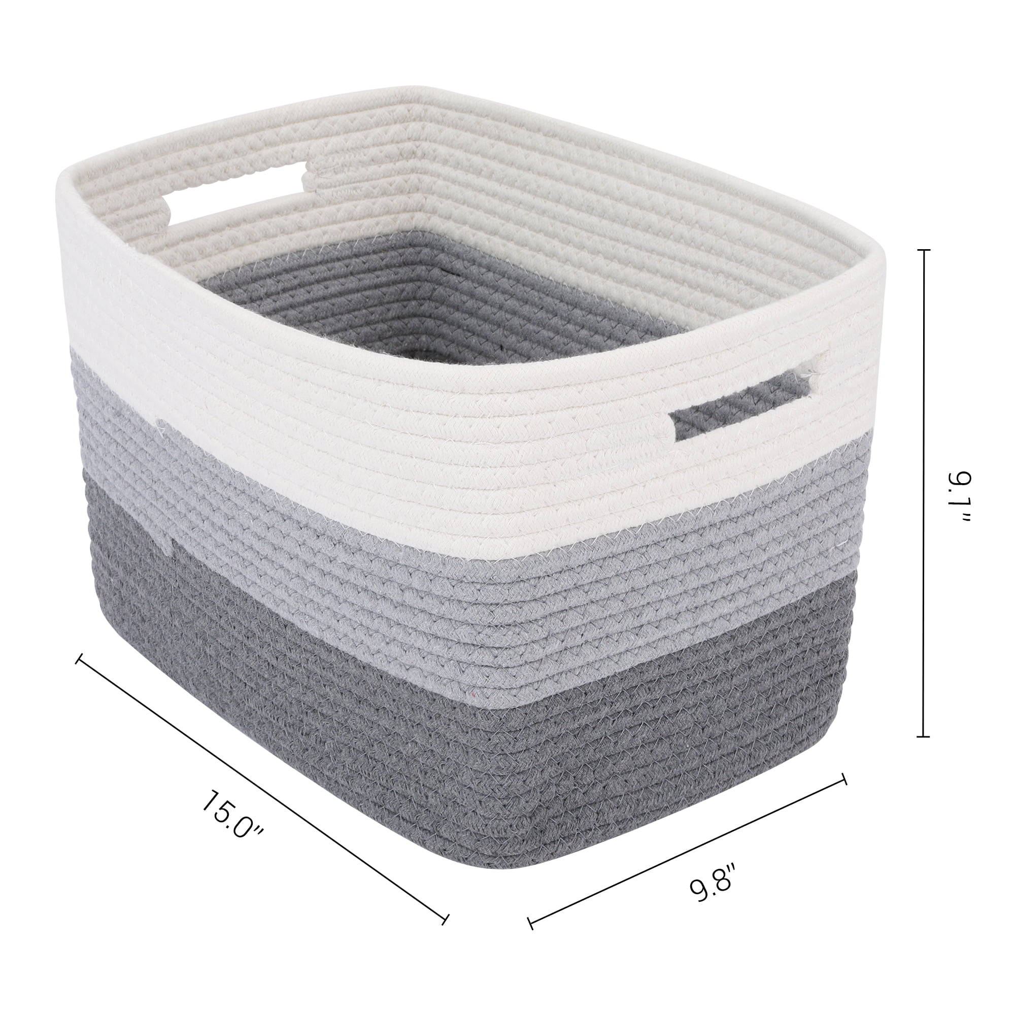 Unique Bargains Storage Basket with Handles Gray 15*9.8*9.1in