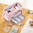 thumbnail image 7 of Rirool Large Capacity Pencil Case, Wide Opening Pencil Pouch with Clear Window, Zipper Pen Bag for School Supplies, Teen Girls Boys, Pink, 7 of 7