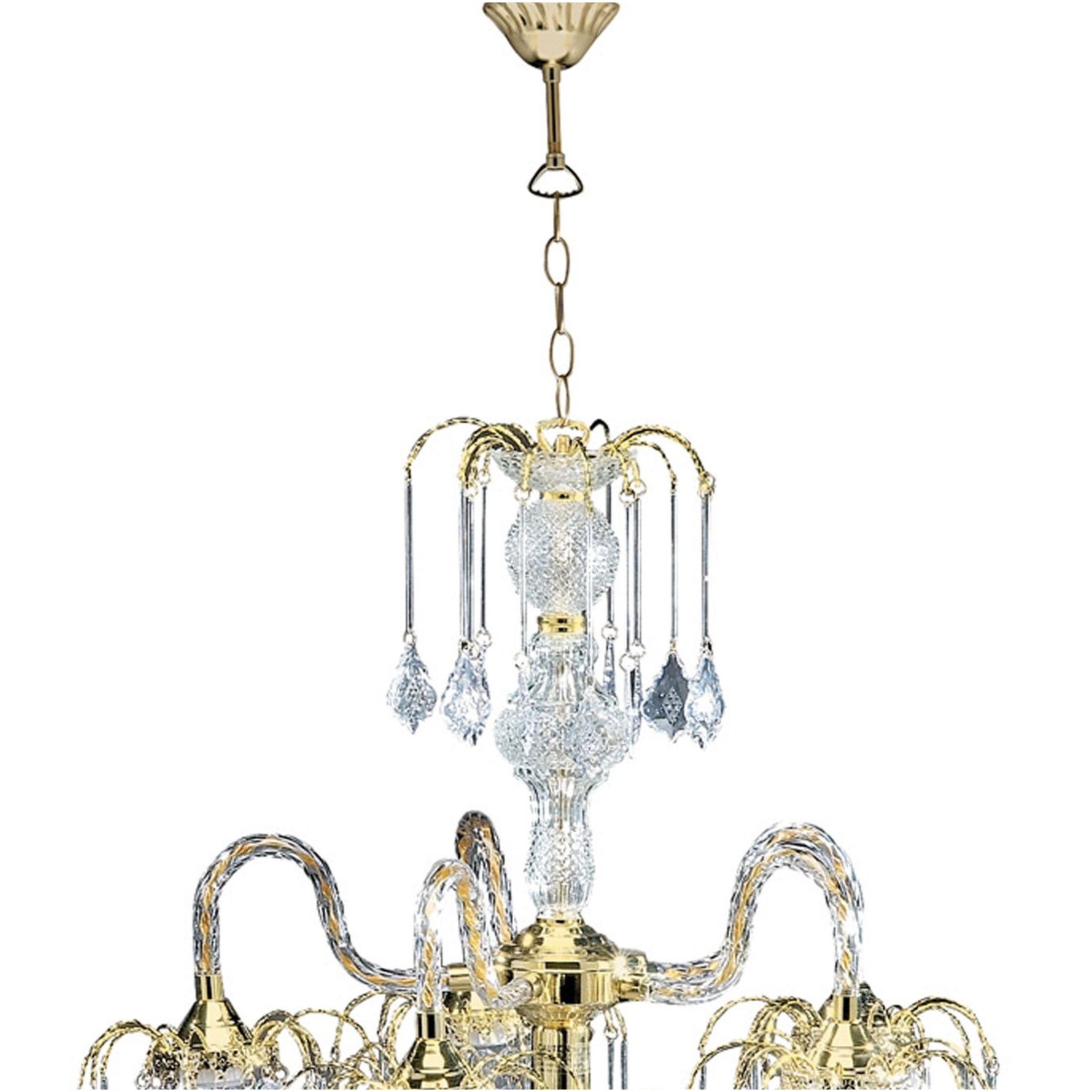 JERFIT 6-Light Crystal Chandelier Gold Dining Room Fixture with Adjustable Chain for Living Room Foyer