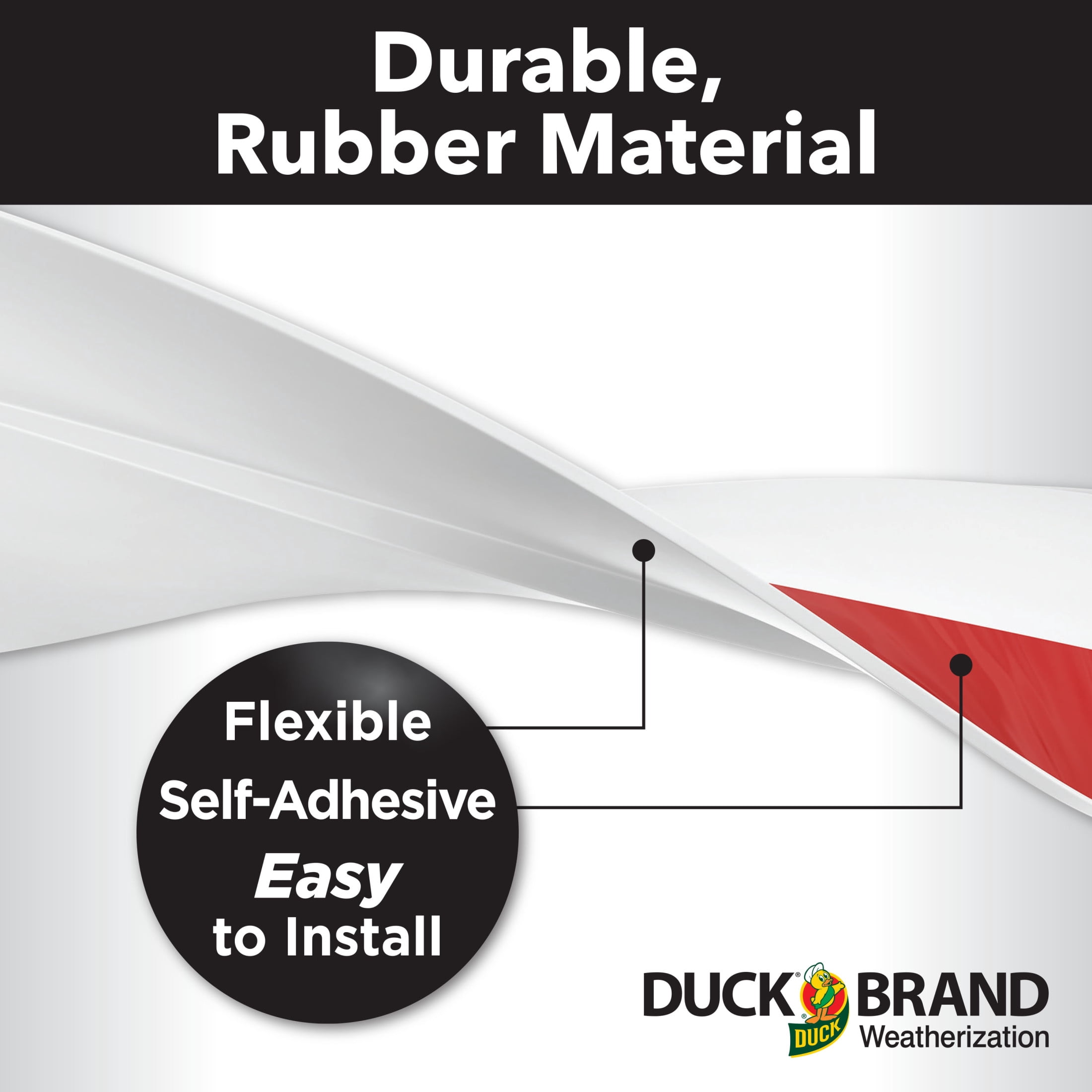 (4 pack) Duck Brand, 1.88 Inch X 39.4 Inch White Self-Adhesive Rubber Door Bottom Sweep, Blocks Drafts