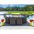 thumbnail image 3 of Malmo 7-Piece Resin Wicker Outdoor Patio Furniture Dining Table Set In Gray w/ Dining Table and Six Cushioned Chairs (Full-Round Gray Wicker, Sunbrella Canvas Charcoal), 3 of 8