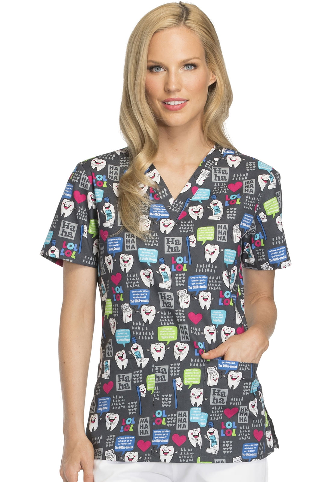 Dickies EDS Medical Scrubs Top for Women V-Neck Plus Size DK704, 5XL ...