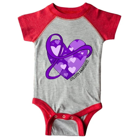 

Inktastic Epilepsy Awareness Purple Ribbon Around Heart Gift Baby Boy or Baby Girl Bodysuit