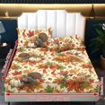 thumbnail image 6 of Qpednta Thanksgiving Turkey Fitted Sheet Set, Lightweight Easy Care 3 Pieces Fitted Sheet Set with 2 Pillowcases, Breathable Elastic Band Bedding Cover Set for Bedroom Decor, 6 of 7