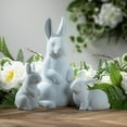 thumbnail image 3 of Sullivans 5.5" & 4.25" Blue Velveteen Bunny Set of 2, Ceramic, 3 of 3