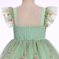 thumbnail image 2 of IBTOM CASTLE Toddler Flower Girl Dress, Flutter Sleeve Floral Embroidery Smocked Tulle Tutu Princess Dresses for Birthday Wedding 渐变蓝色, 2 of 7