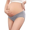 thumbnail image 4 of PULLIMORE 3 Pcs Womens Maternity Underwear Under Bump Cotton V-Waist Pregnancy Panties (3XL, Gray), 4 of 10