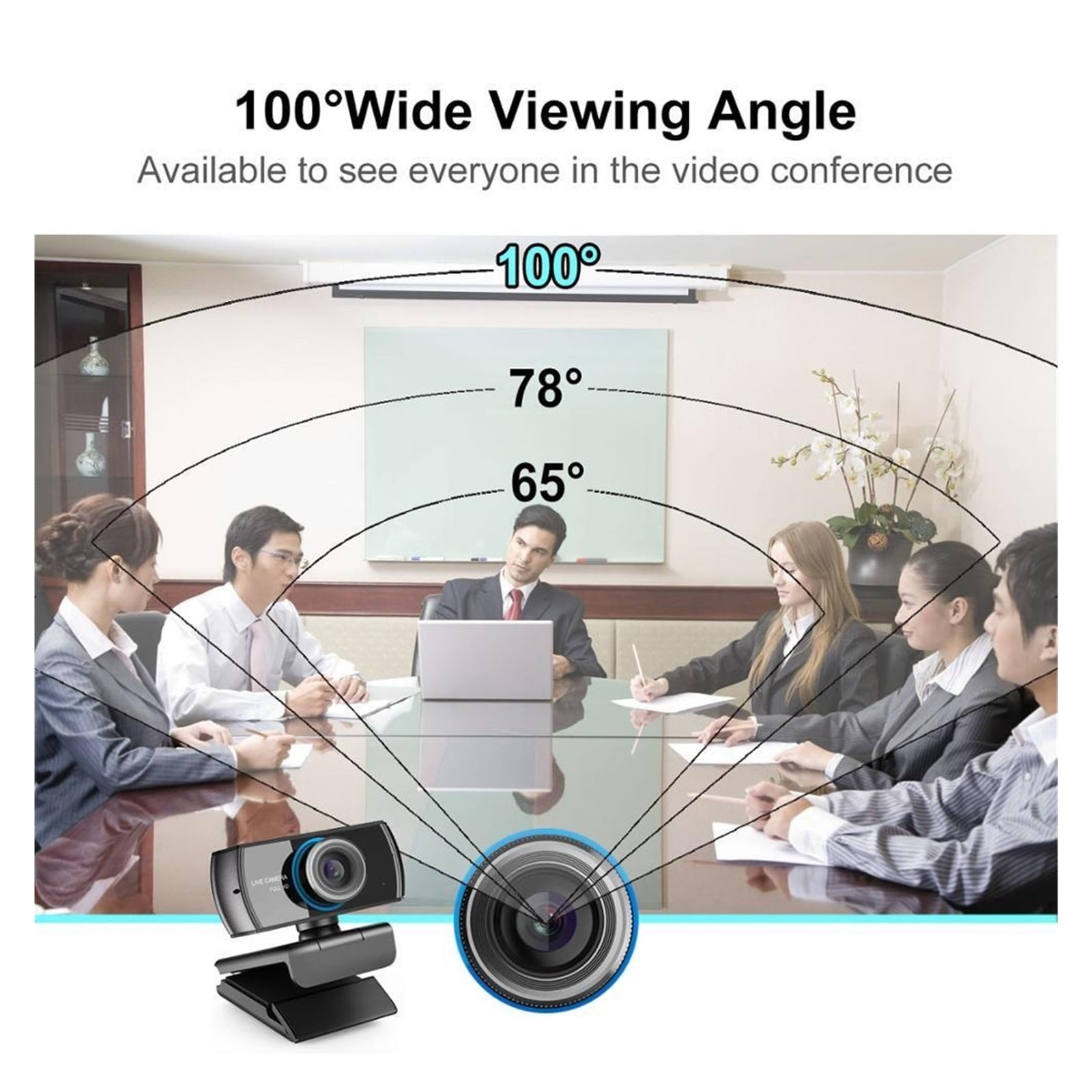 1080p Hd Webcam With Microphone 100°Wide Angle Video Conferencing Live Streaming Drive For Conferencing, Live Streaming, Recording ,Full Clarity