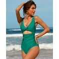thumbnail image 4 of Charmo Womens V Neck One Piece Swimsuit High Cut Backless Cut Out Bathing Suits Swimwear, 4 of 7