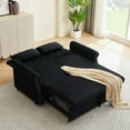 thumbnail image 3 of 55" Pull Out Sleeper Sofa Bed,3 in 1 Convertible Sleeper Loveseat Couch Modern 2 Seater Velvet Sofa Bed with Adjustable Backrest and Lumbar Pillows for Apartment Office Living Room,Black, 3 of 7