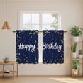 thumbnail image 3 of Happy Birthday Kitchen Curtains, Navy Blue Modern Abstract Art Light Filtering Window Curtain Panels, 2Pcs Rod Pocket Window Treatments Set for Study Room Bathroom Bedroom 52x54 Inches, 3 of 9