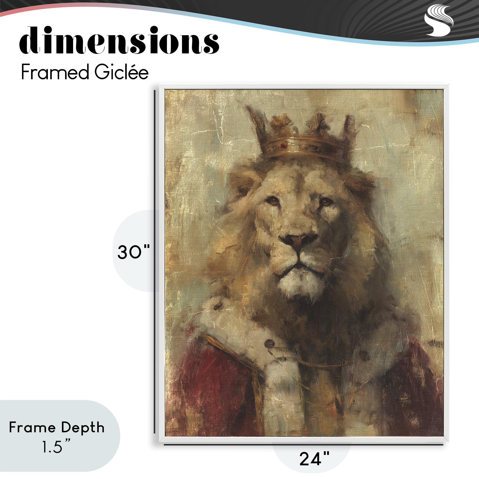 Stupell Industries Regal Lion Sovereign White Framed Giclee Art, design by Svetlana Aleynikova