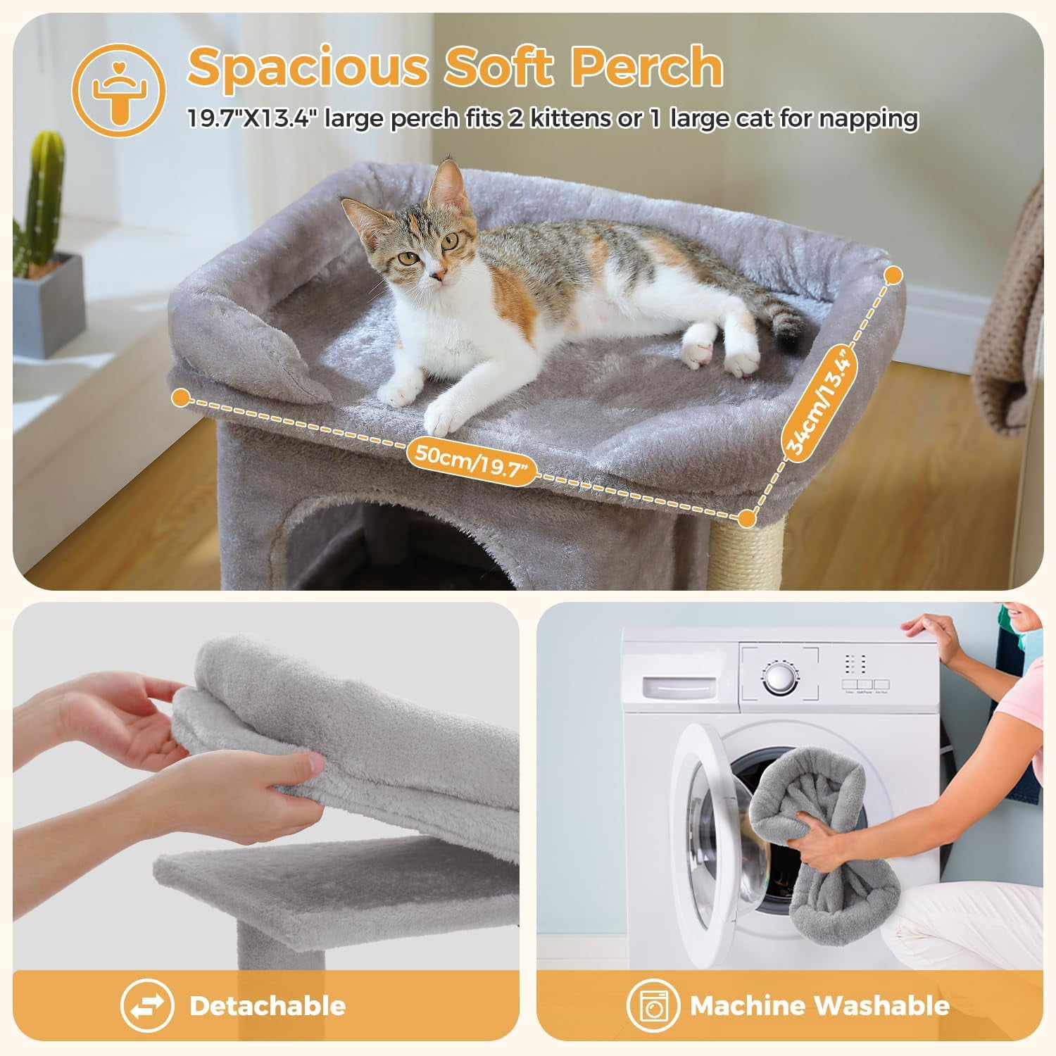 Cat Scratching Post Tower with Removable Bed, Play Ball, and Large Top Scratcher Pad for Kittens and Cats