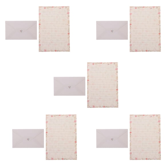 Shisuyan Stationery Paper Letter Set Assorted Color 5 Sets 8.3X5.7X0.04In