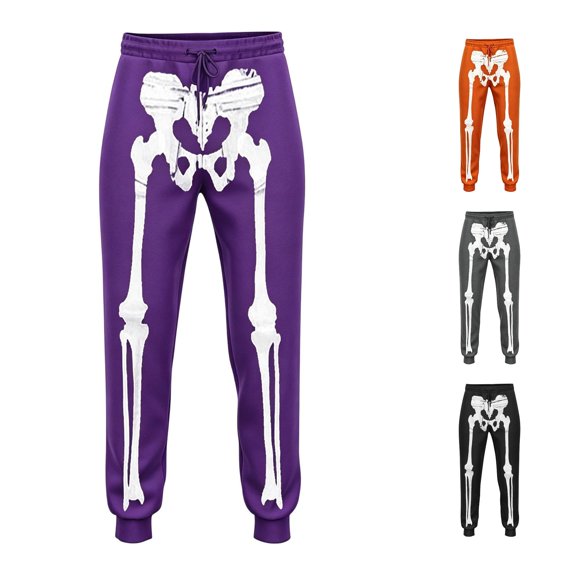 Oiyii Little Boy's Drawstring Jogger Pants Halloween Skeleton Graphic Active Trousers
