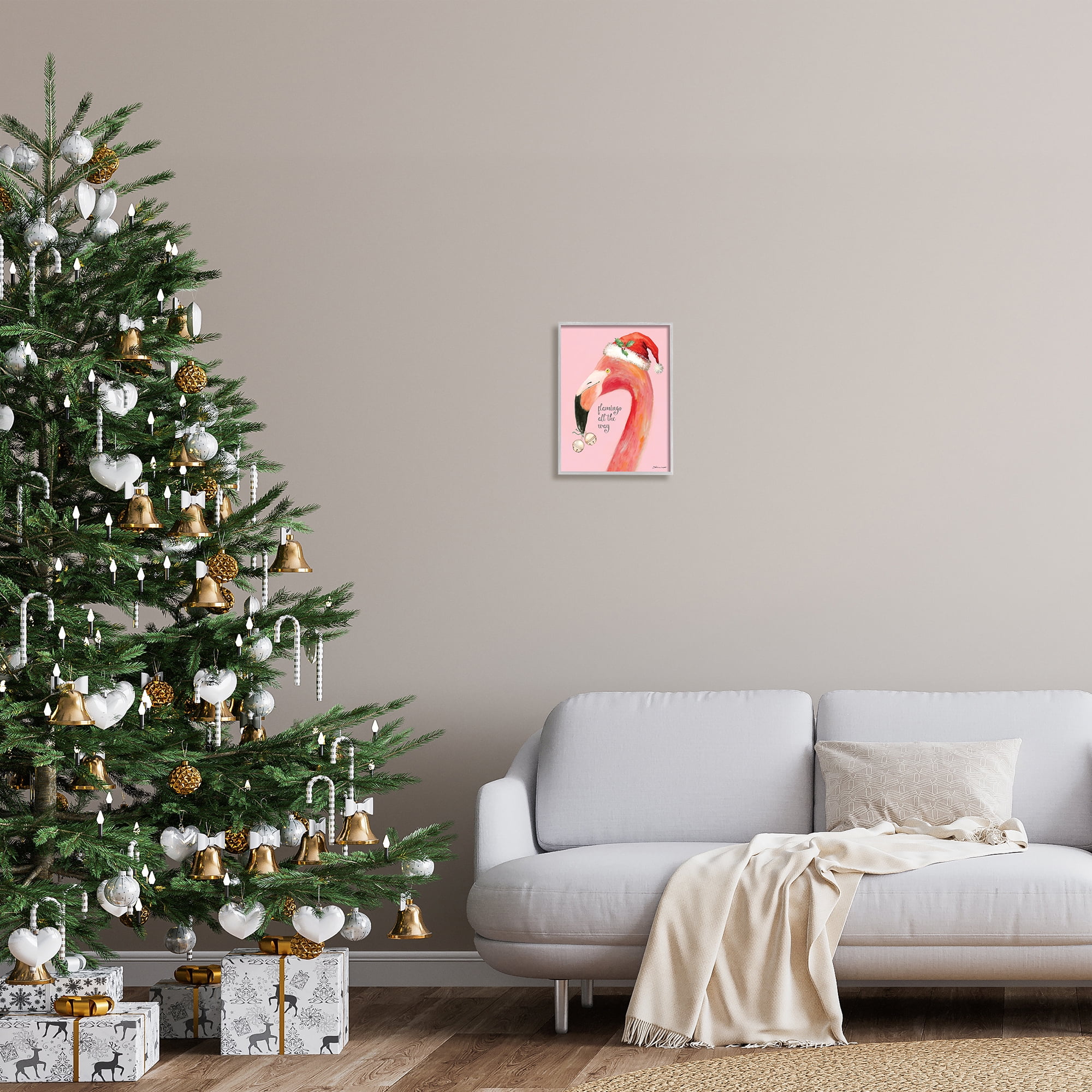 Stupell Industries Flamingo All The Way Pink Santa Claus Bird, 11 x 14, Design by Stephanie Workman Marrott