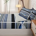 thumbnail image 5 of Homewish Blue Geometric Swirl Zipper Queen Comforter Set with Fitted Sheet and 2 Pillowcases,Vintage Damask Zipper Bedding Set,Light Gray Reversible,4pcs, 5 of 8