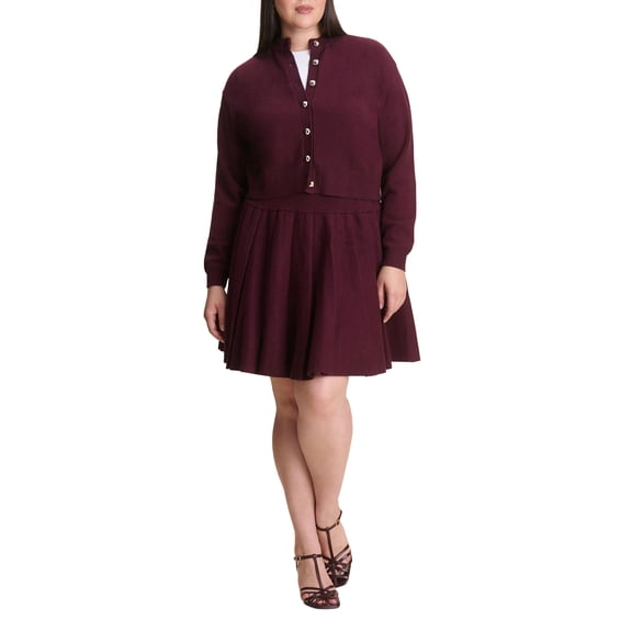 ELOQUII Women's Plus Size Pleated Sweater Mini Skirt