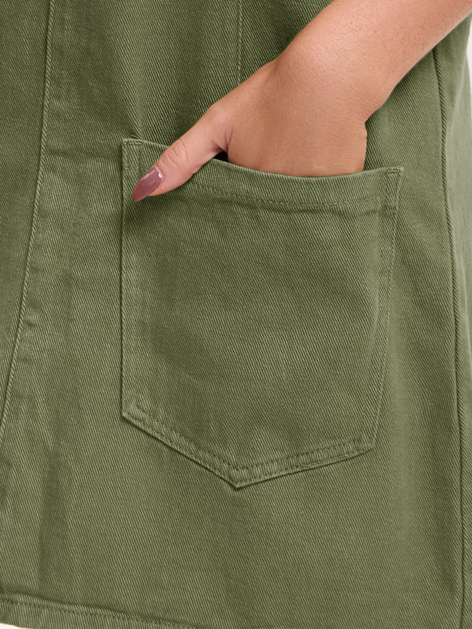 DARING DIVA Women's Loose Sleeveless Pinafore Mini Denim Dresses XL Army Green