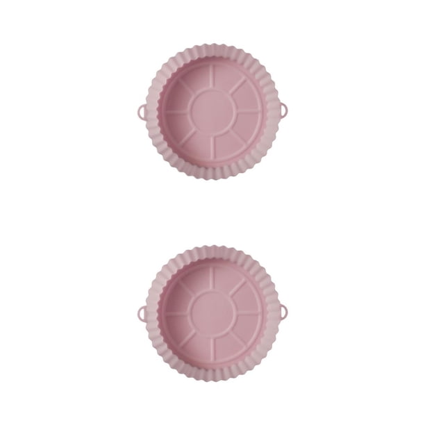 Injueey Olla para freidora de aire resistente al calor, cesta para horno, bandeja para hornear Pizza, revestimiento de cocina DIY, sartén Rosado 2piezas
