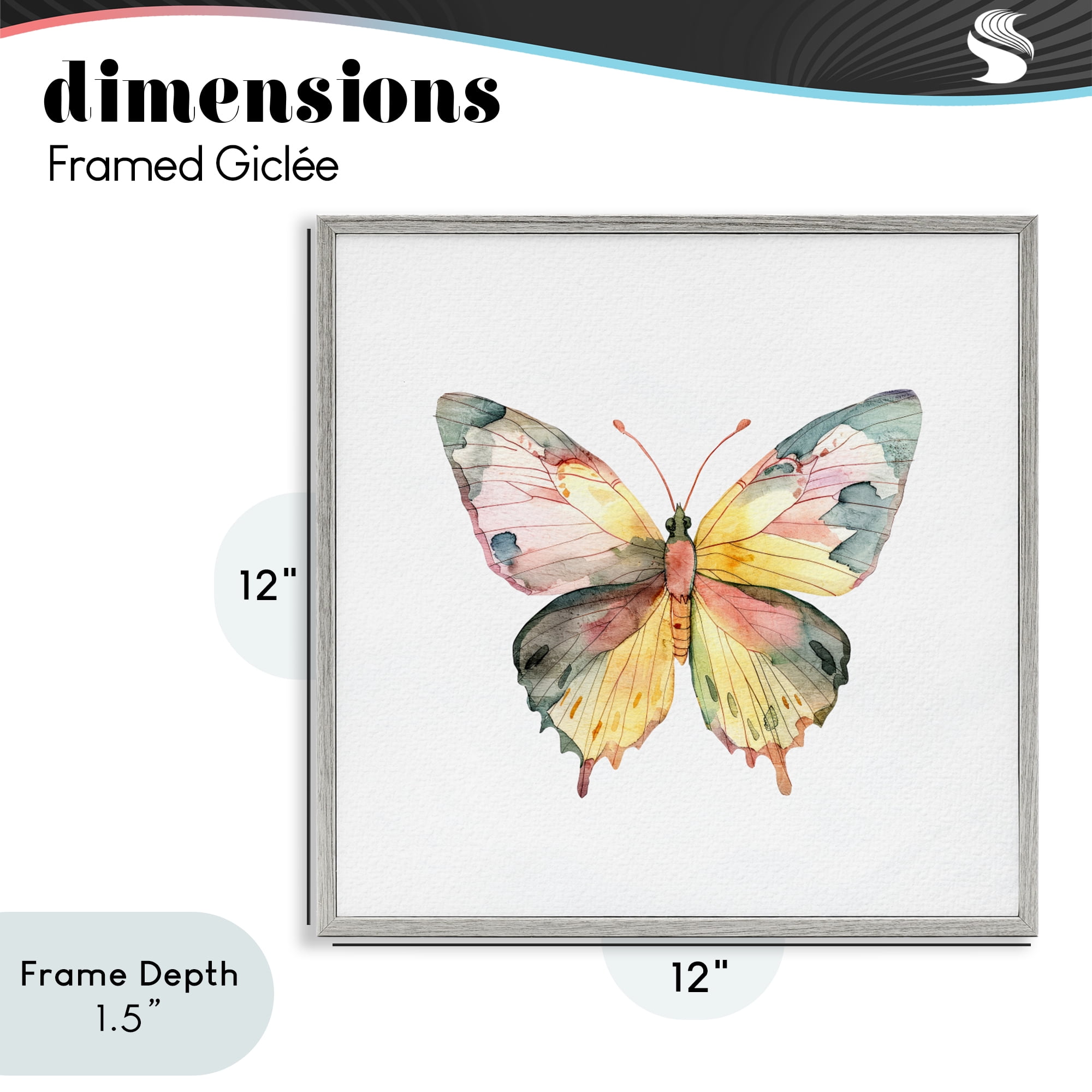 Stupell Industries Watercolor Butterfly Subtlety Gray Framed Giclee Art, design by Kim Allen
