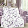 thumbnail image 3 of [Cozy Throw Blanket] Soft Lightweight 1pc Charming Purple Bowknot Flannel Throw Blanket | 50x40 Inch, Knit with Cute Bow Pattern, All-Season White Fantasy Theme Decor for Spring & Snuggling, 3 of 6