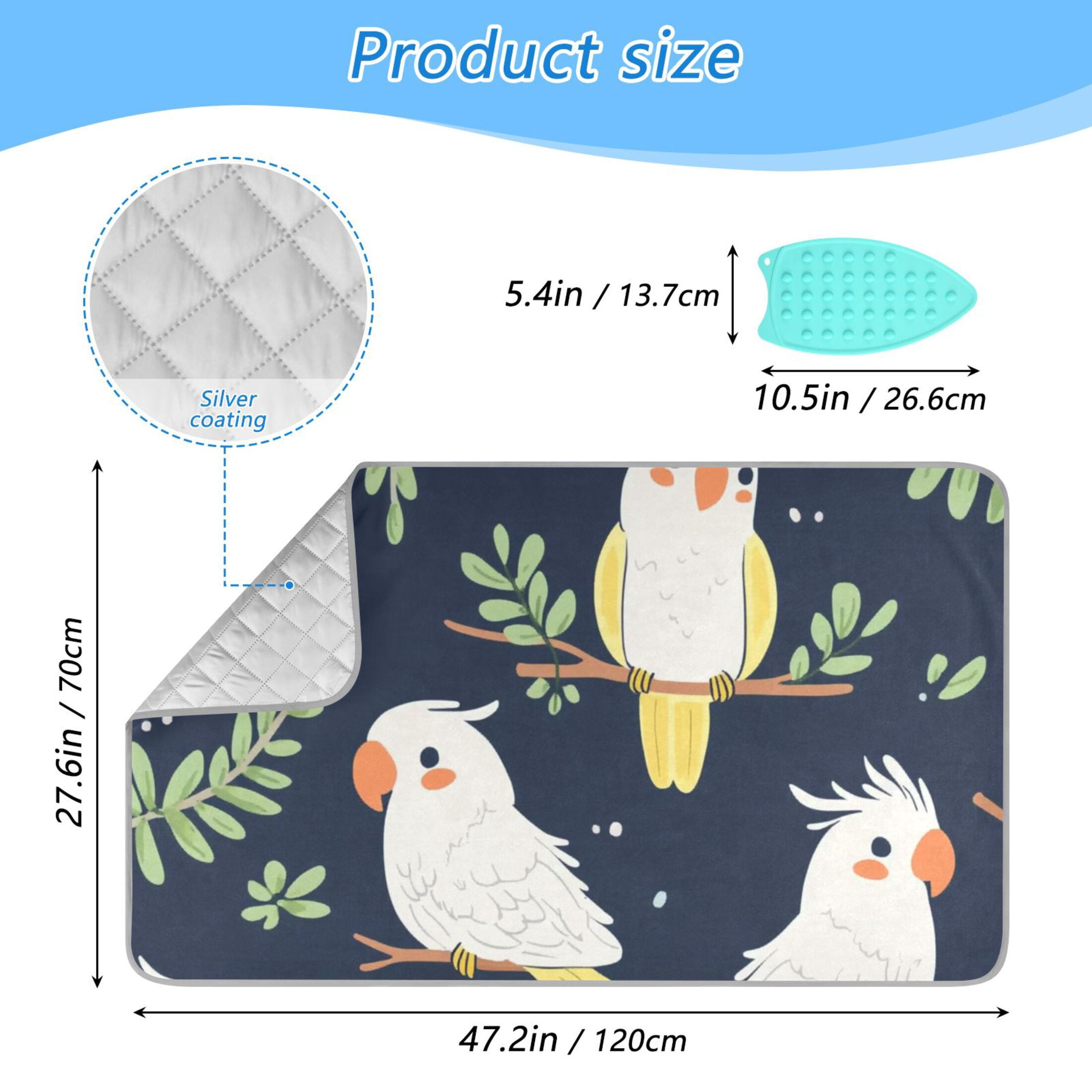 Cute Cartoon Birds Ironing Mat Blanket for Table Top Travel Portable Ironing Board Pad 47.2x27.6 Inch