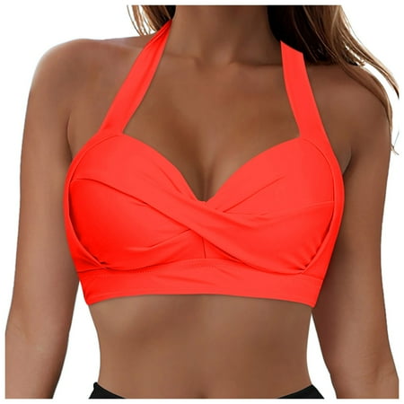 GEWSEY Women Underwire Bikini Top - Push Up Swim Top Only Bra Padded Swimsuit Tops 2025 Bathing Suit Tops (Watermelon Red  S)