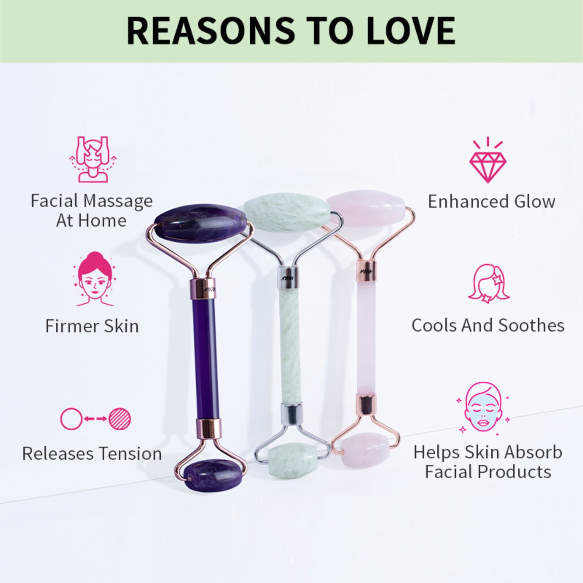 NYKAA Face Massage Rollers Green Jade 1pc