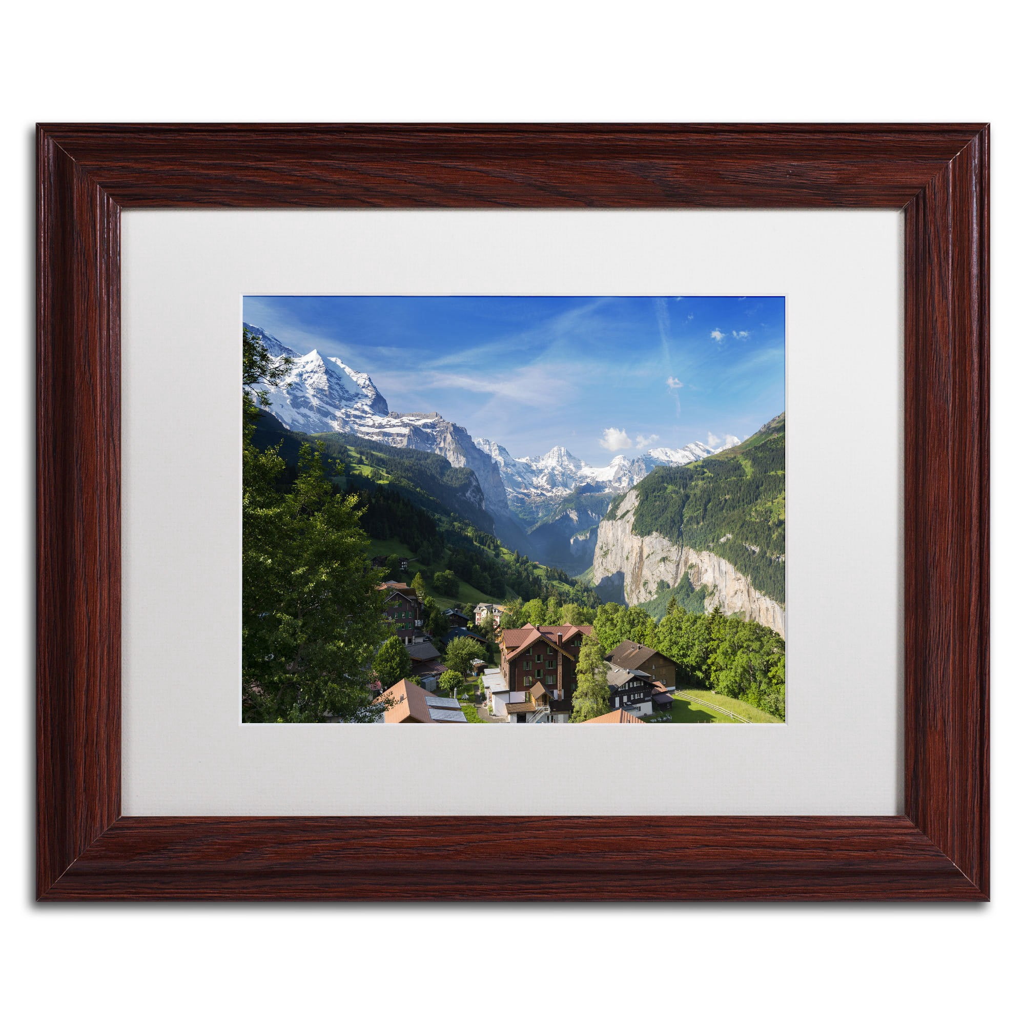 Trademark Fine Art "A New Day in the Swiss Alps" Canvas Art by Philippe Sainte-Laudy, White Matte, Wood Frame