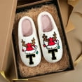 thumbnail image 4 of Women's Fuzzy Slippers Letter Print House Slippers Cozy Plush Shoes Winter Warm Indoor Footwear for Couples Soft Breathable Holiday Gift for Her or Him, 4 of 4
