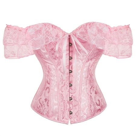 Fanxing Women Retro Victorian Corset Summer Sleeveless Steampunk Renassance Boned Overbust Corset Bustier Lingerie Bodyshaper Top 2025 Fall Dress Clearance Sale Pink S