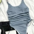 thumbnail image 4 of ENJOYW U-neck Adjustable Shoulder Straps Women Monokini Padded Side Drawstring Ribbing One Piece Swimsuit for BeachPolyester, 4 of 7