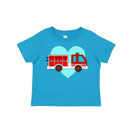 

Inktastic Valentine Fire Truck with Blue Heart Boys or Girls Toddler T-Shirt