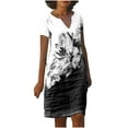 thumbnail image 2 of Fshaion Robe d'Été pour Femmes 2024 Grande Taille Ample Décontractée à Col en V Imprimée à Manches Courtes Robes Liquidation à Moins de 10!, 2 of 5