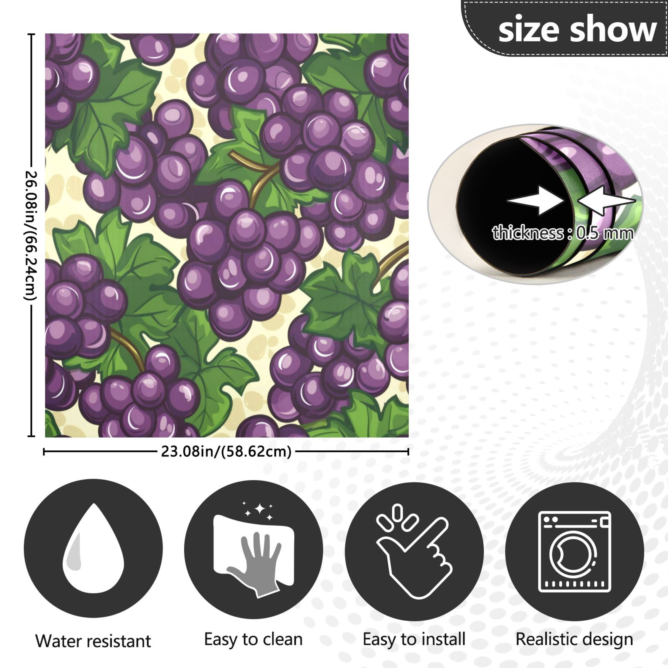 Dishwasher Magnetic Sticker 23x26 Inch Refrigerator Magnetic Sticker Washing Machine Magnetic Sticker Kitchen Panel Magnetic Sticker Home Decor Dark Purple Grape