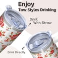 thumbnail image 4 of 20oz Floral Insulated Tumbler with Handle & Straw, Travel Coffee Cup, Chinoiserie Design for Women Friend Birthday, 4 of 5