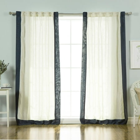 Best Home Fashion Faux Linen Blend Bordered Curtain Panel