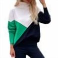 thumbnail image 1 of PEONAVET Chandail Col Roulé Femme Mode Femme Manches Longues Chandail Patchwork Ample, 1 of 6