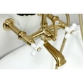 thumbnail image 4 of Kingston Brass CC549T7 Vintage 7-Inch Wall Mount Tub Faucet with Hand Shower, Brushed Brass, 4 of 7