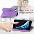 thumbnail image 3 of Dteck Case for iPhone 7/iPhone 8/iPhone SE 2nd Gen/iPhone SE 3rd Gen,Magnetic Leather 7 Card Slots Zipper Wallet Case Shockproof Rubber Kickstand Cover with Wrist Strap,Purple, 3 of 7