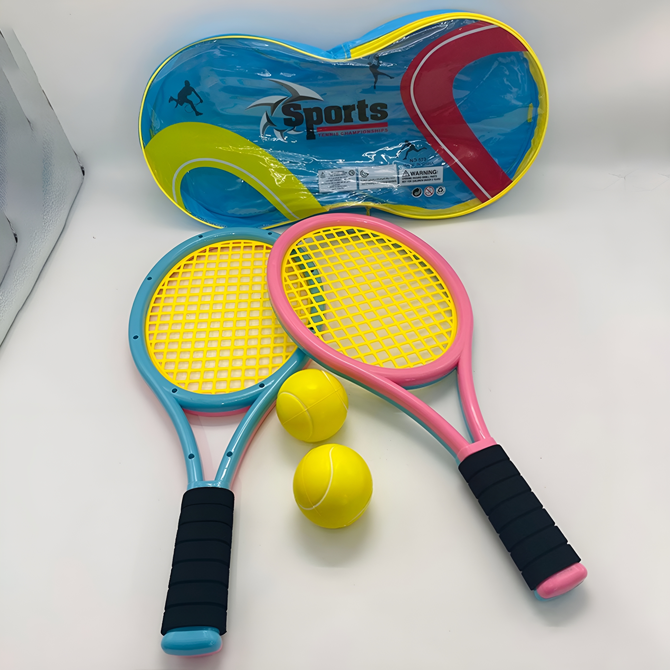 BESTSKY Tennis Racket Set for Children, 17 Inch Racquet with 2 Tennis Balls, 1 PVC Backpack and 2 Soft Balls for Toddler Indoor/Outdoor Sports