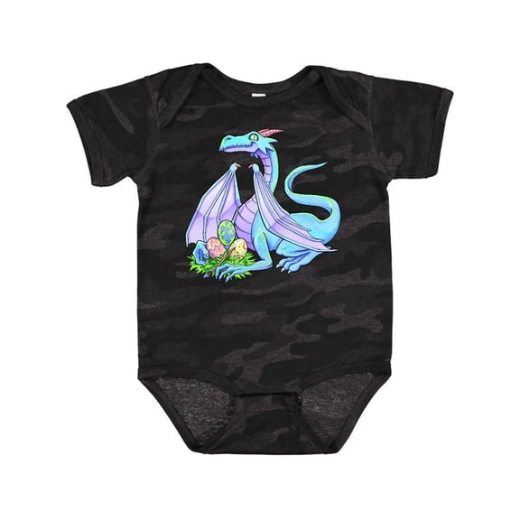 Inktastic Blue Easter Dragon with Painted Eggs Boys or Girls Baby Bodysuit
