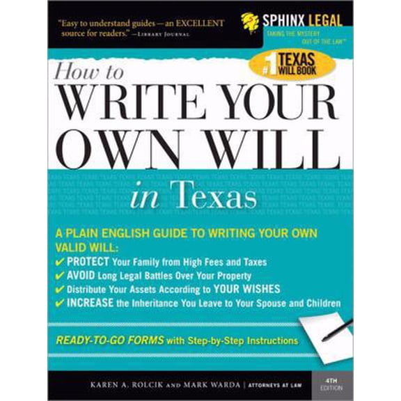 Pre-Owned How to Write Your Own Will in Texas (Legal Survival Guides) (Paperback) 1572485132 9781572485136
