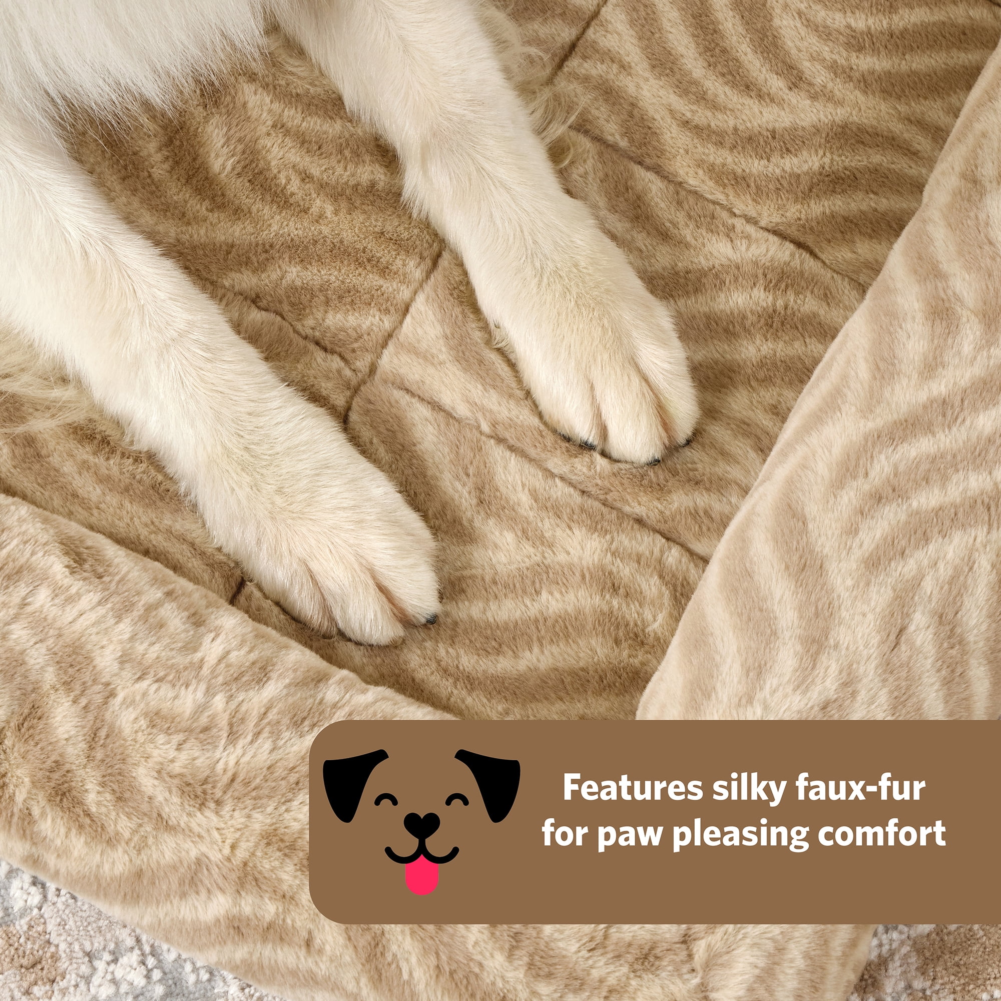 MidWest Homes for Pets 48inch Tan Wave Pet Bed for Extra Large Dog/Cat with slip resist bottom
