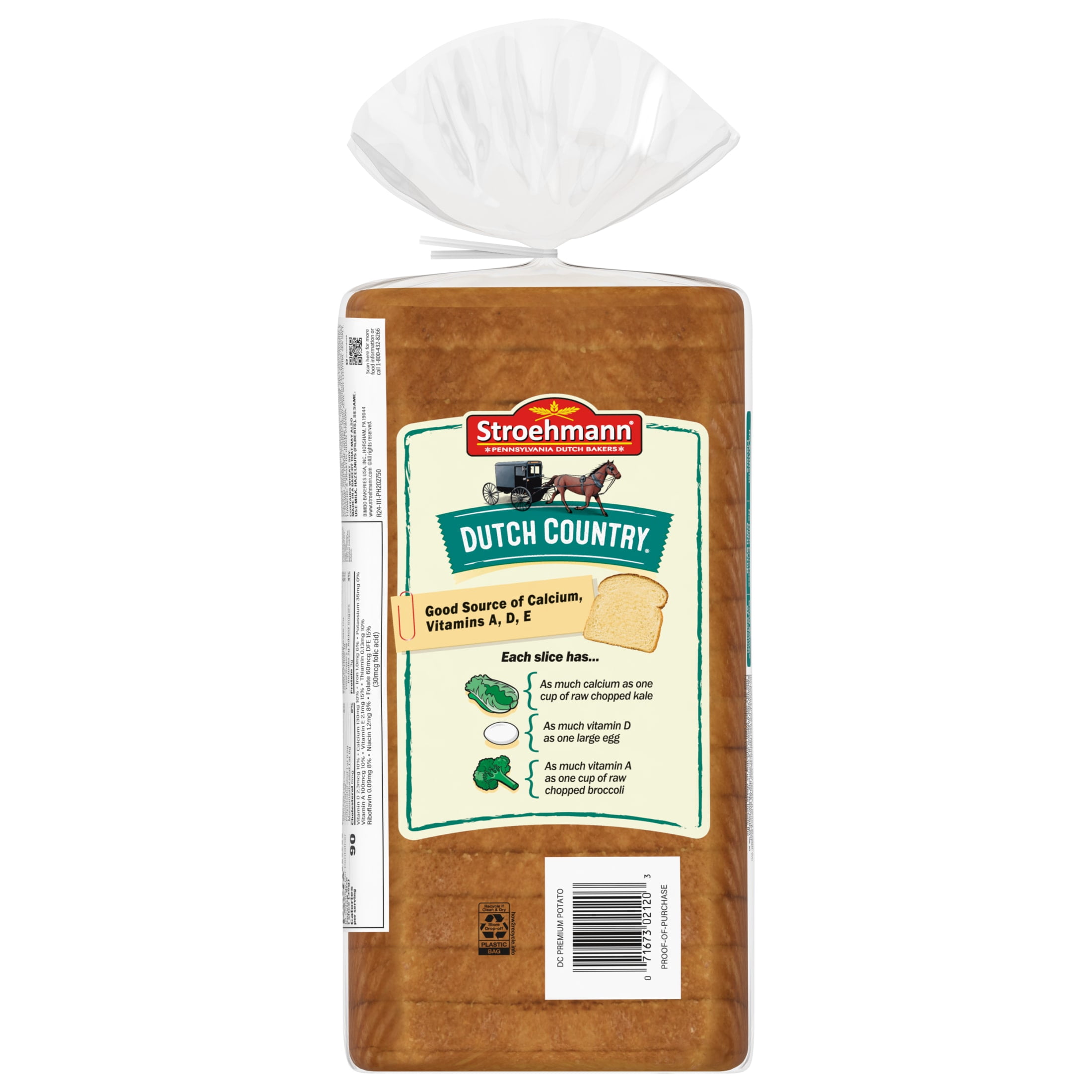 Stroehmann Dutch Country Potato Bread, 22 oz, Potato Bread, Bag