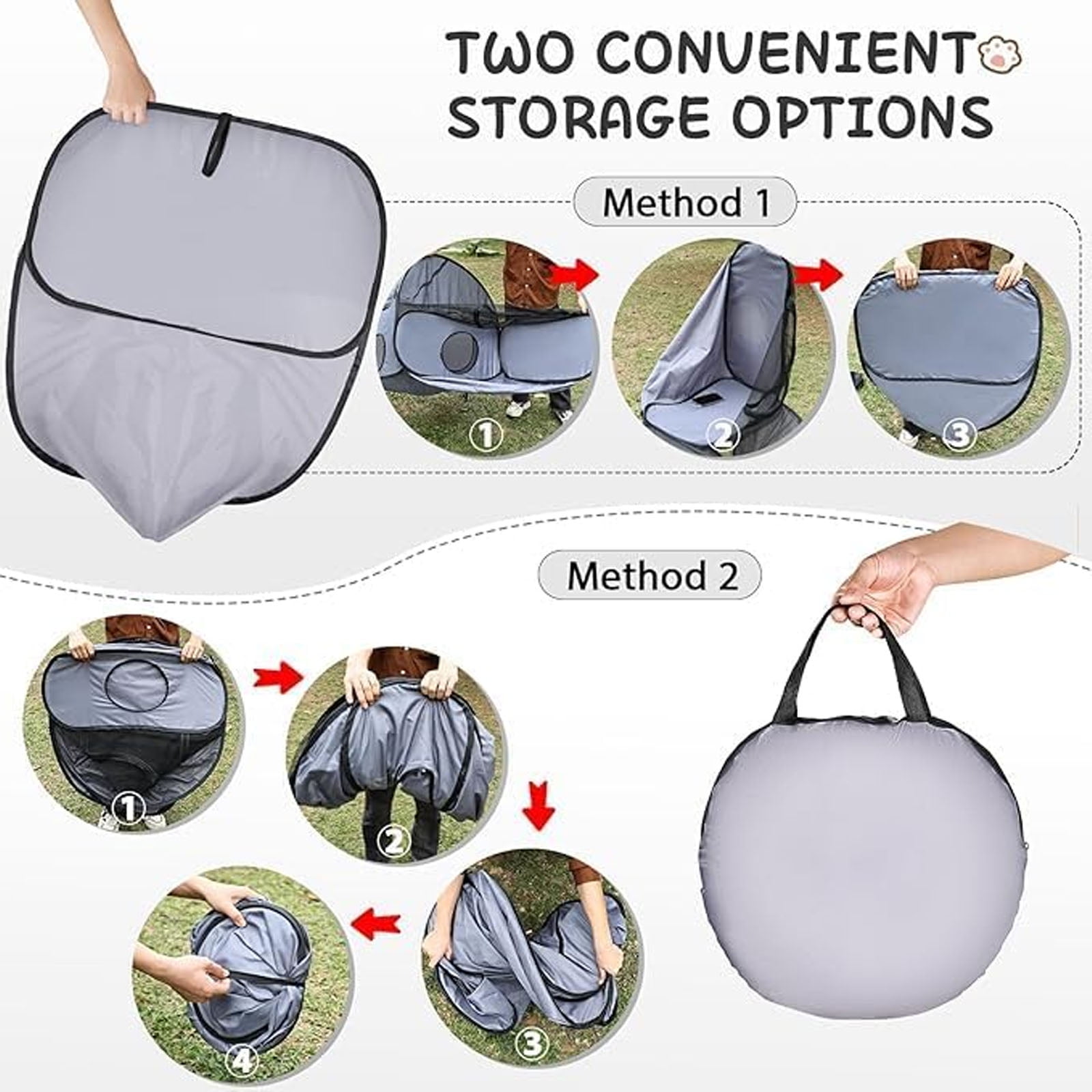 Portable Pet Playpen with Surround Tunnel, 2-Linked-Enclosed Areas Outdoor Cat Enclosure, Outdoor/Indoor Cat Playpen with Breathable Soft Sides, Cat Tent for Small Animals