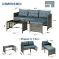 thumbnail image 5 of Walsunny 3 Pieces Patio Furniture Sectional Set, All-Weather Wicker Rattan Outdoor Furniture Set with Cushion and Glass Coffee Table, Patio Conversation Set for Garden, Backyard, Pool, Blue, 5 of 7