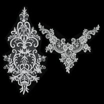 2 Style Lace Flower Embroidery Appliques White Lace Applique Sew on Patches Embroidery Trim for Bridal Veil Headwear Wedding Dress Gown Clothing