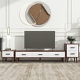 thumbnail image 2 of Tensun 3-Piece TV Stand Set Modern TV Stand and 2 End Tables with Drawers and Embossed Patterns, Ideal for Living Room and Bedroom, Brown+White Palette, 2 of 5